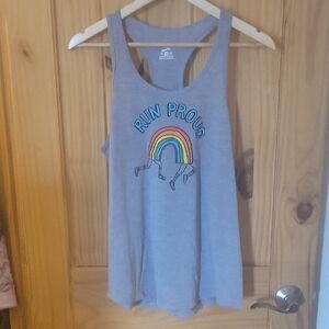 Brooks Run Proud Tank, Grey with a Rainbow, Size M